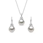 Set šperků s Akoya perlami a diamanty v bílém zlatě KLENOTA
