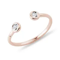Otvorený prsteň s bezel diamantmi z ružového zlata KLENOTA