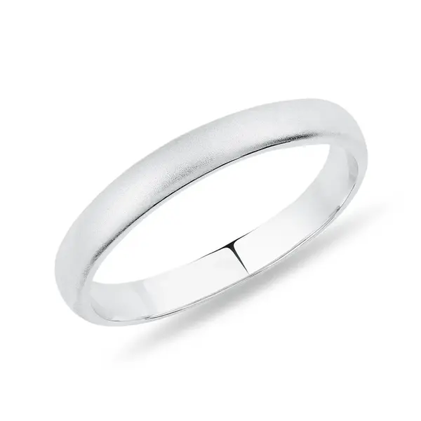 Dámska svadobná obrúčka satin z bieleho zlata KLENOTA