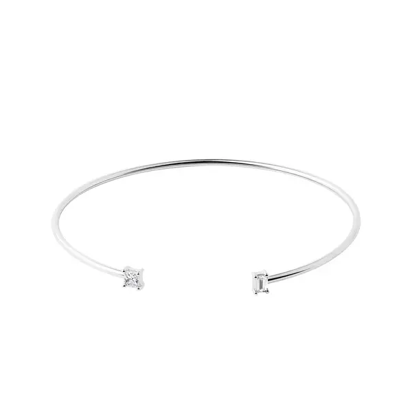 Pevný náramok z bieleho 14k zlata s diamantmi KLENOTA