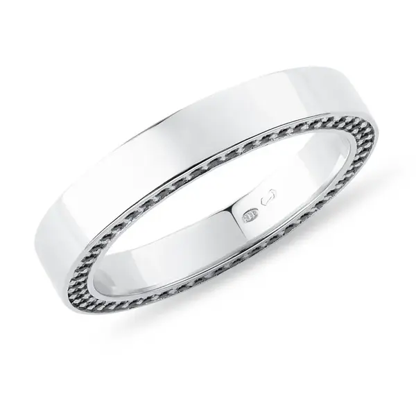 Pánska svadobná obrúčka z bieleho zlata s čiernymi diamantmi KLENOTA