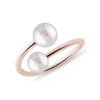 Perlový prsteň špirála v ružovom zlate KLENOTA