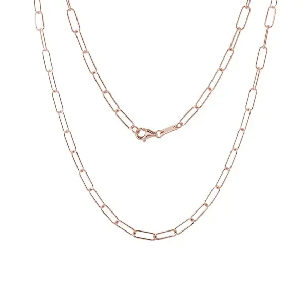 Řetízek typu Paperclip v růžovém zlatě v délce 50 cm KLENOTA