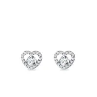 Diamantové náušnice srdce z bílého zlata KLENOTA