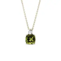 Přívěsek ze žlutého zlata s diamantem a vltavínem KLENOTA