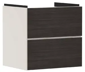 Hansgrohe Xevolos E - Umývadlová skrinka 58x58x48 cm, 2 zásuvky, matná béžová/tmavý dub 54176730