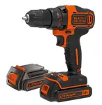 BLACK+DECKER Nářadí - 18V AKU vrtací šroubovák, 2x aku 1,5 Ah Li-Ion, nabíječka BDCDD186KB-QW