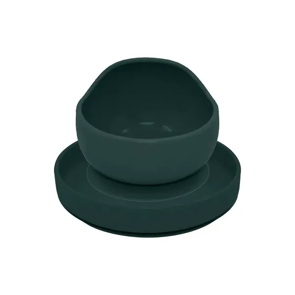 Petite&Mars Set jídelní silikonový TAKE&MATCH 2 ks talíř + miska Misty Green 6m+