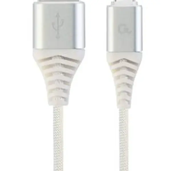 Datový kabel CABLEXPERT USB 2.0, Type-C kabel, 2m, opletený, bílo-stříbrná