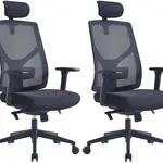 MERCURY 2PACK Ergonomická kancelářská židle ARES černá, vysoké postavy, sezení 8 hodin denně (2 ks)