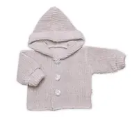 Baby Nellys Pletený svetřík s kapucí a knoflíčky Made with Love, béžový melírek