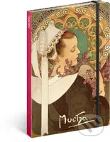 Notes Alfons Mucha – Vřes (nelinkovaný s gumičkou na uzavření)