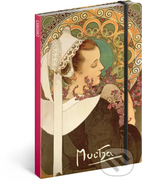 Notes Alfons Mucha – Vřes (nelinkovaný s gumičkou na uzavření)