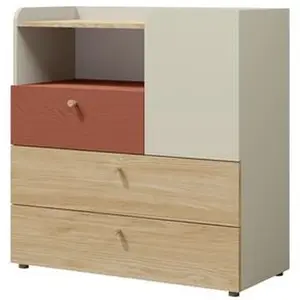 Komoda Yuki 10 Barva korpusu: šedobéžová/ dub olejovaný/ koral