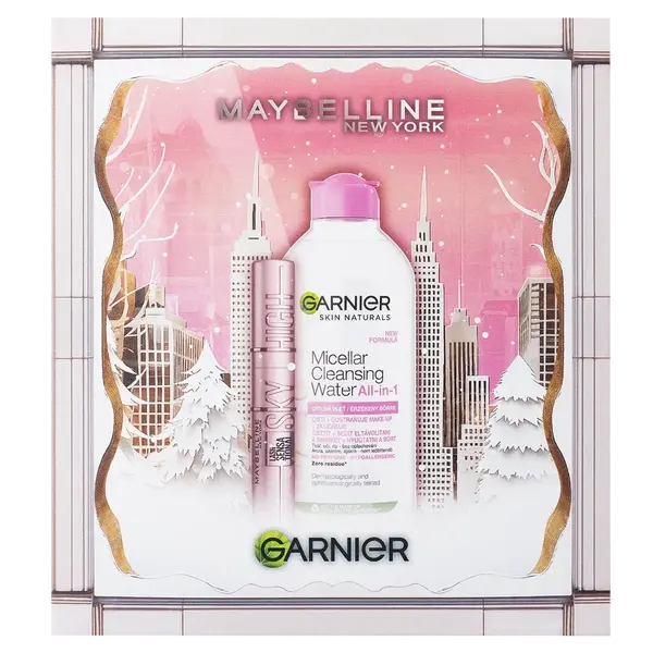 MAYBELLINE NEW YORK Sky High řasenka + Garnier micelární voda set Vánoční balíček 2025 2 ks