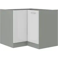 Spodní rohová skříňka 90x90 DN 2F BB Barva korpusu: Šedá, Barva dvířek: Bílý lesk (Blanka)