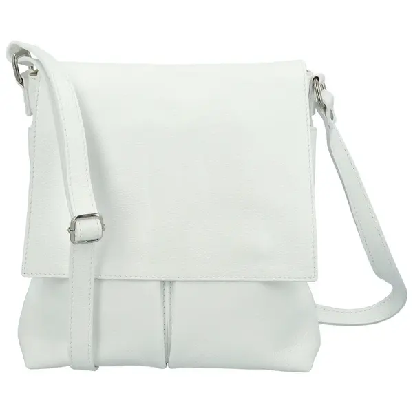 Dámska kožená crossbody kabelka biela - Delami Vera Pelle Ellie