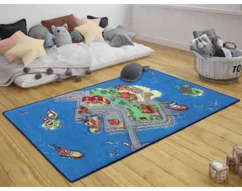 Detský koberec Ostrov 95x200 cm, modrý%