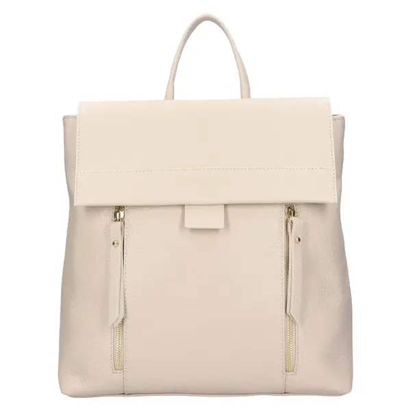 Dámsky kožený batoh Italia Mokka - krémová