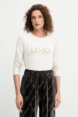 Tričko s dlouhým rukávem Liu Jo béžová barva, TF5300.JS003