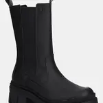 Kožené kotníkové boty Barbour Sidneigh dámské, černá barva, na platformě, LFO0785BK31