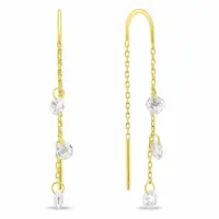 Brilio Silver Pozlacené řetízkové náušnice se zirkony EA895Y