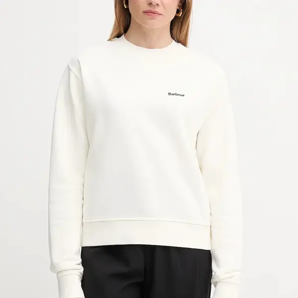 Bavlněná mikina Barbour dámská, béžová barva, hladká, LOL0623