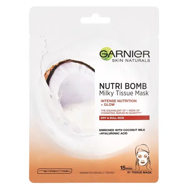 GARNIER Skin Naturals Nutri Bomb Textilní maska s kokosovým mlékem 28 g