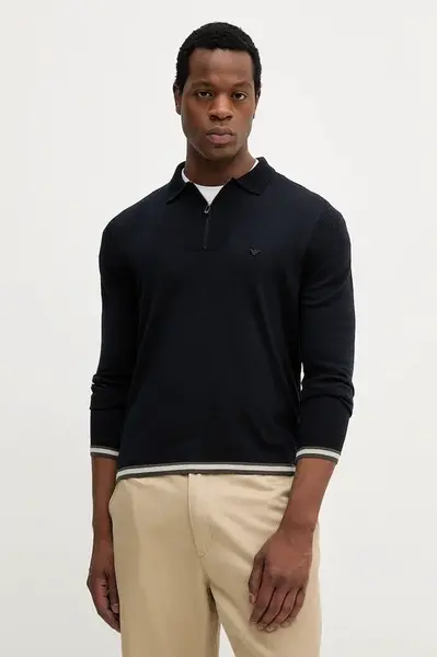 Vlněný svetr Emporio Armani pánský, tmavomodrá barva, EM001512 AF14158