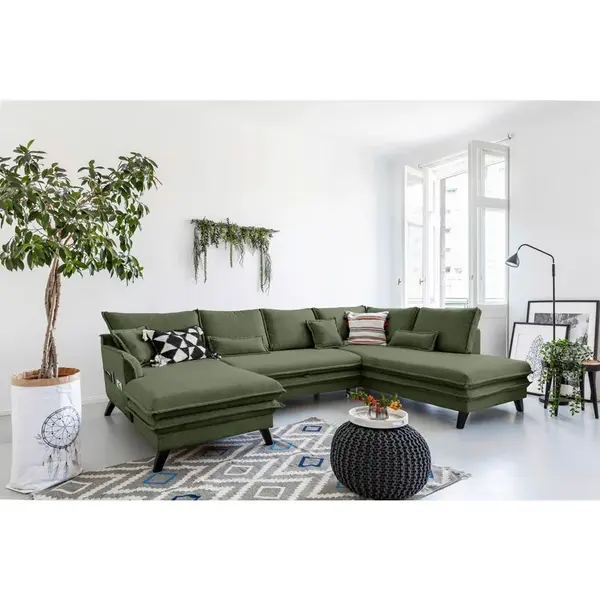 P & B SEDACÍ SOUPRAVA, textil, zelená