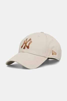 Bavlněná baseballová čepice New Era béžová barva, 60691285