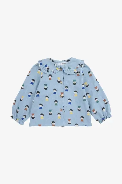 Dětská bavlněná halenka Bobo Choses Game Pawns modrá barva, vzorovaná, 225AB044