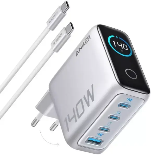 Anker 140W, 3xUSB-C, 1xUSB Nabíječka do sítě stříbrná