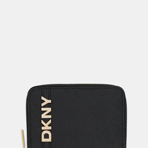 Kožená peněženka Dkny dámská, černá barva, R521KM25