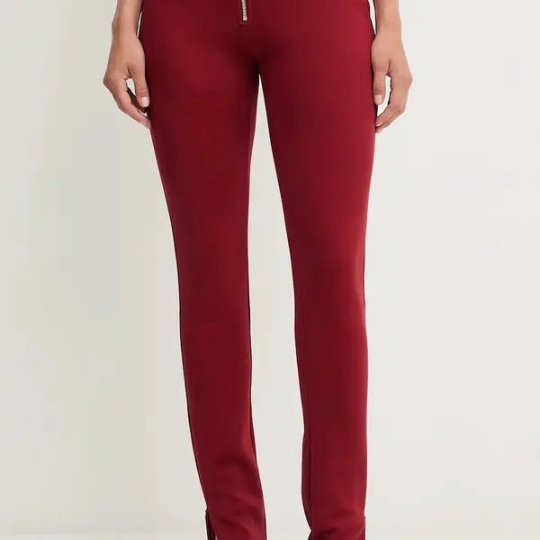 Kalhoty Patrizia Pepe dámské, červená barva, přiléhavé, high waist, 8P0746 J305
