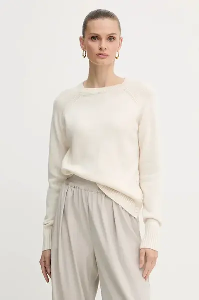 Svetr z vlněné směsi Silvian Heach PICOULANE dámský, béžová barva, GPA25233MA