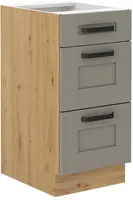 Spodní skříňka Luna 40 D 3S BB - Premium Box Barva korpusu: Dub artisan, Barva dvířek: Clay Grey