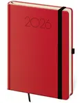 Týdenní diář 2026 A5 New Praga červený s gumičkou