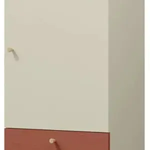 Šatní skříň Yuki 4 Barva korpusu: šedobéžová/ dub olejovaný/ koral