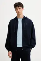 Bavlnená mikina United Colors of Benetton modrá farba, s kapucňou, jednofarebná, 342ZU500P