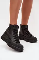 Boto Zateplené Vysoké Tenisky Dámske Na Platforme S Zipsom Čierne Sarira