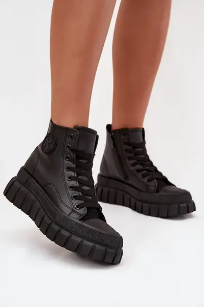 Boto Zateplené Vysoké Tenisky Dámske Na Platforme S Zipsom Čierne Sarira