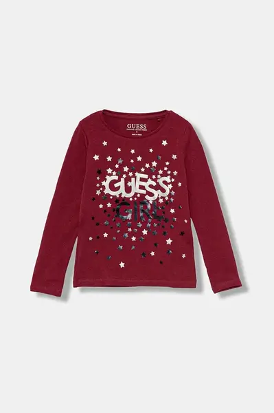 Dětské tričko s dlouhým rukávem Guess vínová barva, K5BI00 J1314