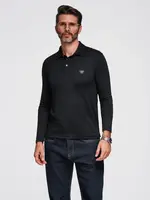 Ombre Polo long sleeve shirt with elegant branded buttons - black