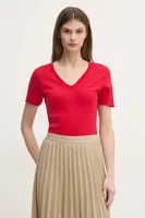 Bavlněné tričko Tommy Hilfiger dámské, červená barva, WW0WW40584