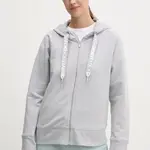 Mikina Dkny dámská, šedá barva, s kapucí, hladká, DP5J9510