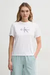 Bavlněné tričko Calvin Klein Jeans bílá barva, LV047B864G