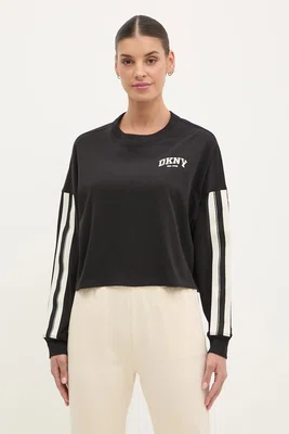 Bavlněné tričko s dlouhým rukávem Dkny černá barva, DP5T1226