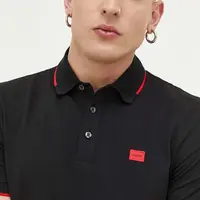 Bavlněné polo tričko HUGO černá barva, 50490775