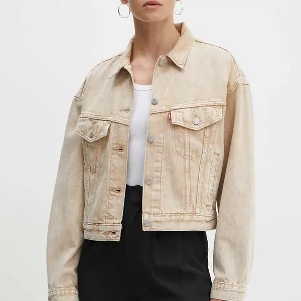 Džínová bunda Levi's dámská, béžová barva, přechodná, A9155